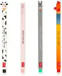 FARM SWEET FARM 4 ERASABLE PENS COW DONKEY PIGGY ROOSTER