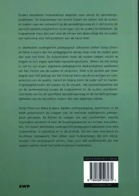 METHODIEK OUDERGERICHT PEDAGOGISCH ADVISEREN