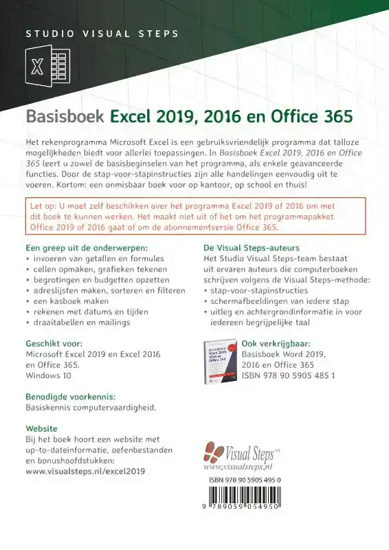 BASISBOEK EXCEL 2019, 2016 EN OFFICE 365