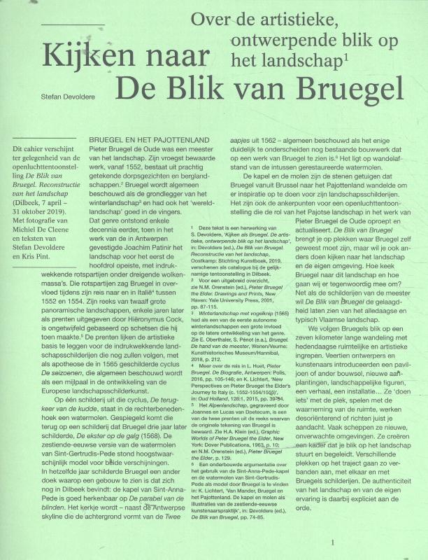 KIJKEN NAAR DE BLIK VAN BRUEGEL