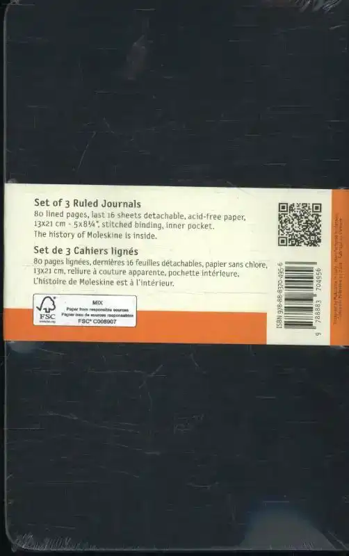 SCHRIFT MOLESKINE 130X210MM LIJN 160PAG
