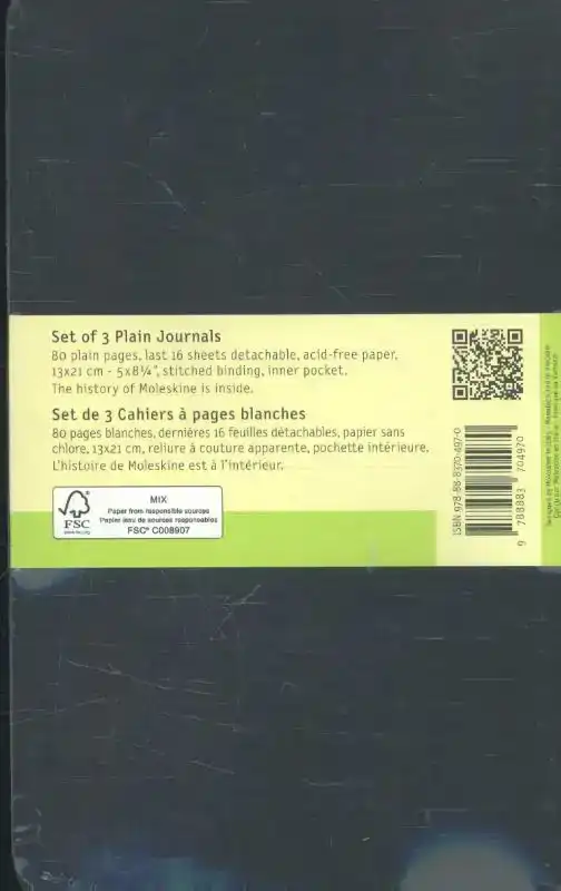 SCHRIFT MOLESKINE 130X210MM BLC 160PAG
