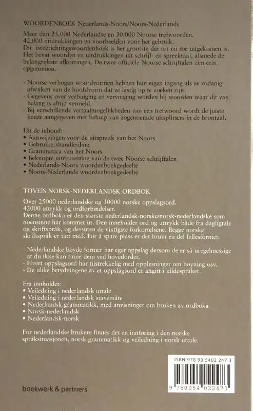 WOORDENBOEK NEDERLANDS-NOORS / NOORS-NEDERLANDS