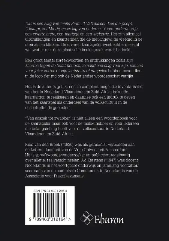 VAN AASZAK TOT ZWABBER