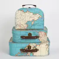 KOFFER SET 3 STUK RETRO VINTAGE WORLD MAP