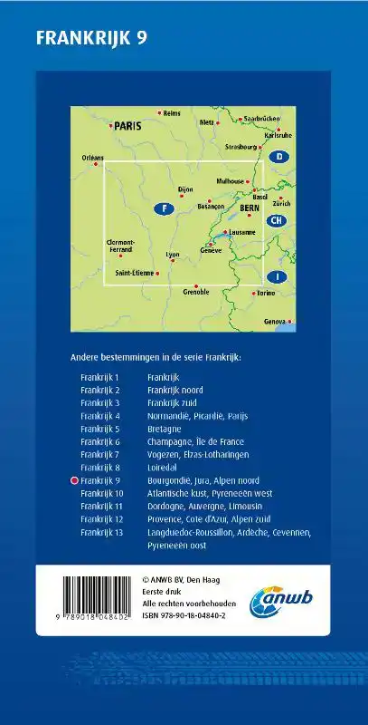 ANWB WEGENKAART FRANKRIJK 9. BOURGONDIE/JURA/ALPEN-NOORD