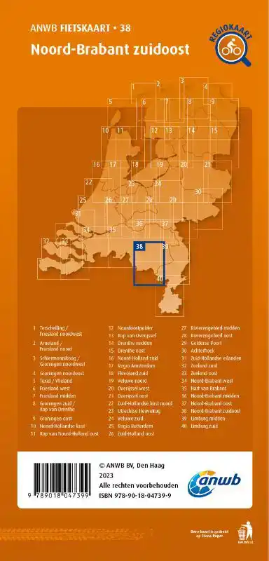 FIETSKAART NOORD-BRABANT ZUIDOOST 1:66.666