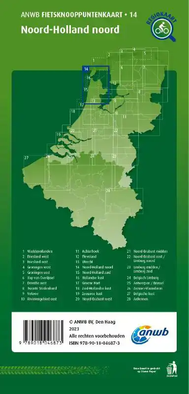 FIETSKNOOPPUNTENKAART NOORD-HOLLAND NOORD 1:100.000