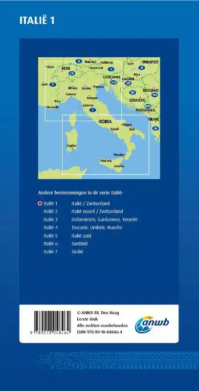 ANWB*WEGENKAART ITALIE 1. ITALIE/ZWITSERLAND