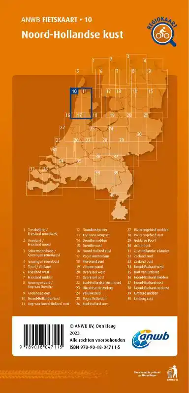 FIETSKAART NOORD-HOLLANDSE KUST 1:66.666