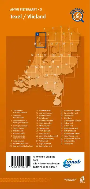 FIETSKAART TEXEL, VLIELAND 1:66.666
