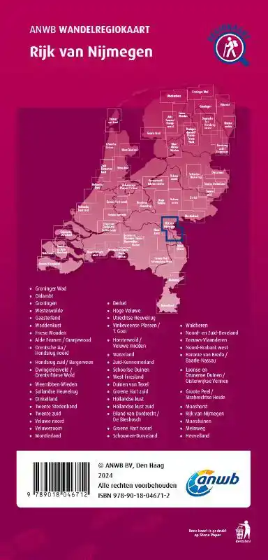 WANDELREGIOKAART RIJK VAN NIJMEGEN 1:33.333