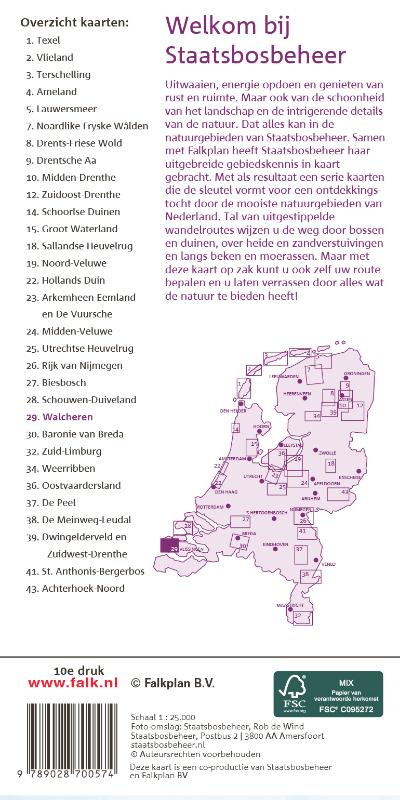 FALK STAATSBOSBEHEER WANDELKAART 29 WALCHEREN