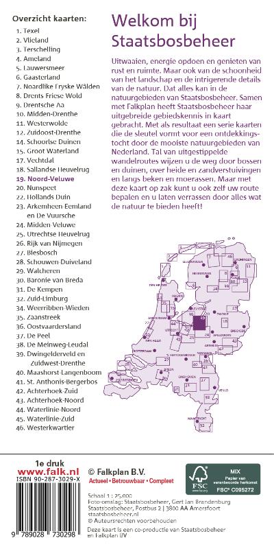 FALK STAATSBOSBEHEER WANDELKAART 19 NOORD-VELUWE