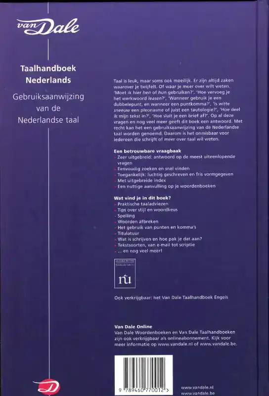 VAN DALE TAALHANDBOEK NEDERLANDS