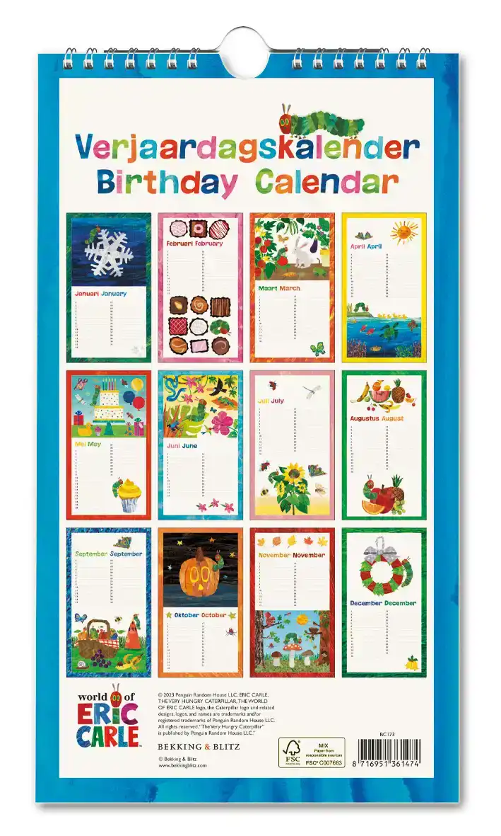 VERJAARDAGSKALENDER: THE VERY HUNGRY CATERPILLAR, ERIC CARLE