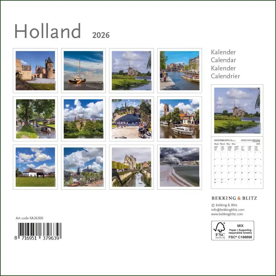 HOLLAND MINI MAANDKALENDER 2026