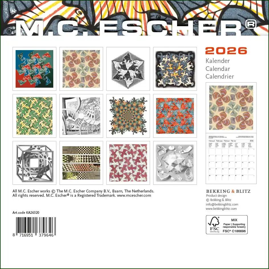 M.C. ESCHER MINI MAANDKALENDER 2026