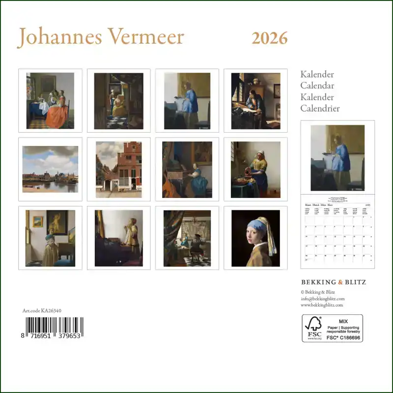 VERMEER MINI MAANDKALENDER 2026
