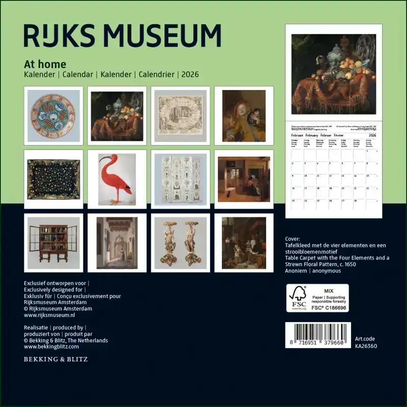 RIJKSMUSEUM AMSTERDAM MINI MAANDKALENDER 2026