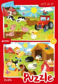 REBO LEGPUZZEL 2X24 STUKJES - FARM ANIMALS