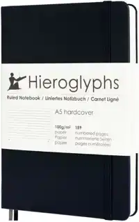 HIEROGLYPHS NOTITIEBOEK - A5 GELINIEERD - ZWART