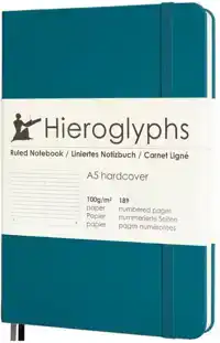 HIEROGLYPHS NOTITIEBOEK - A5 GELINIEERD - PETROL BLUE