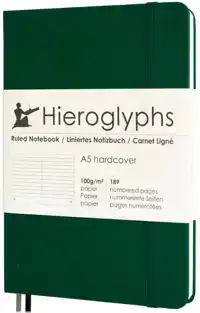 HIEROGLYPHS NOTITIEBOEK - A5 GELINIEERD - GROEN