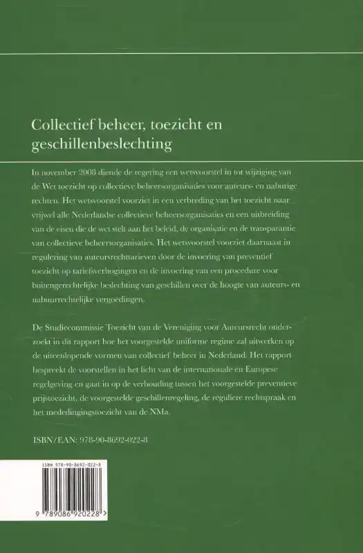 COLLECTIEF BEHEER, TOEZICHT EN GESCHILLENBESLECHTING