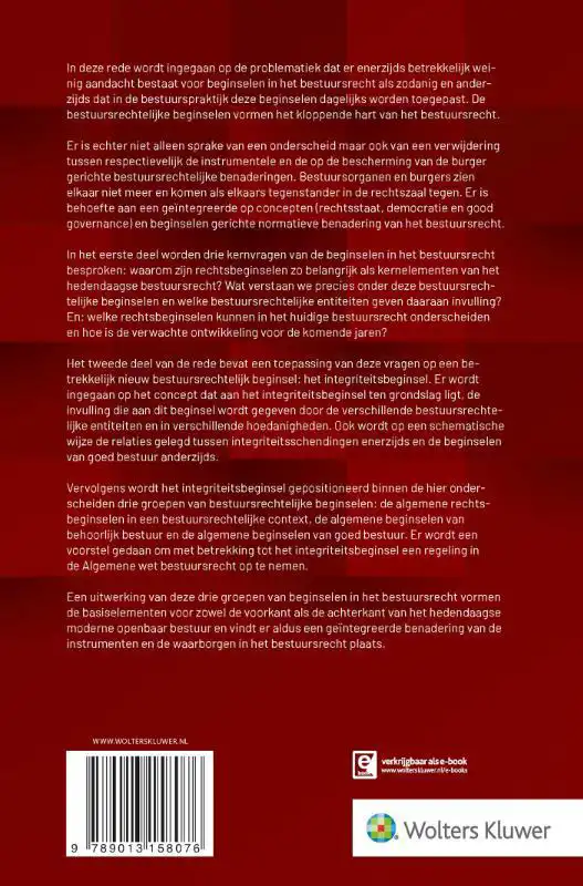BEGINSELEN IN HET BESTUURSRECHT EN HET INTEGRITEITSBEGINSEL