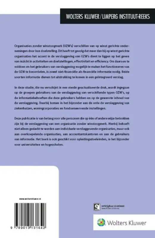VERSLAGGEVING VAN ORGANISATIES ZONDER WINSTOOGMERK