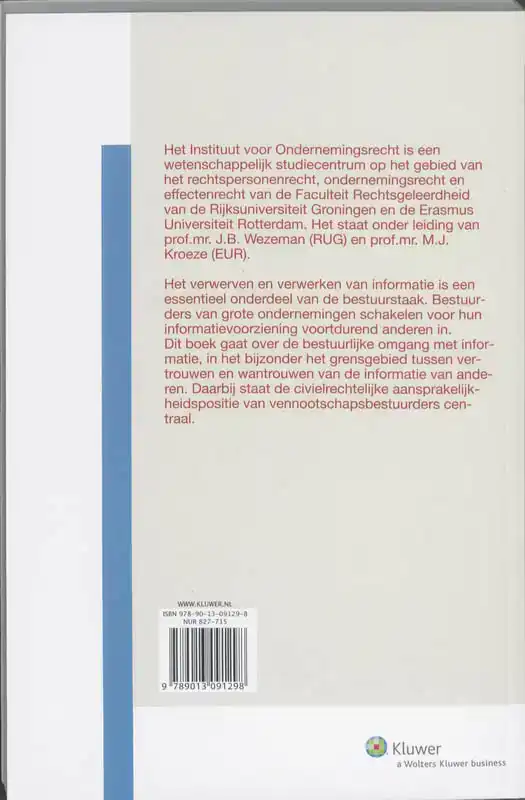 VERTROUWEN OP INFORMATIE BIJ BESTUURLIJKE TAAKVERVULLING