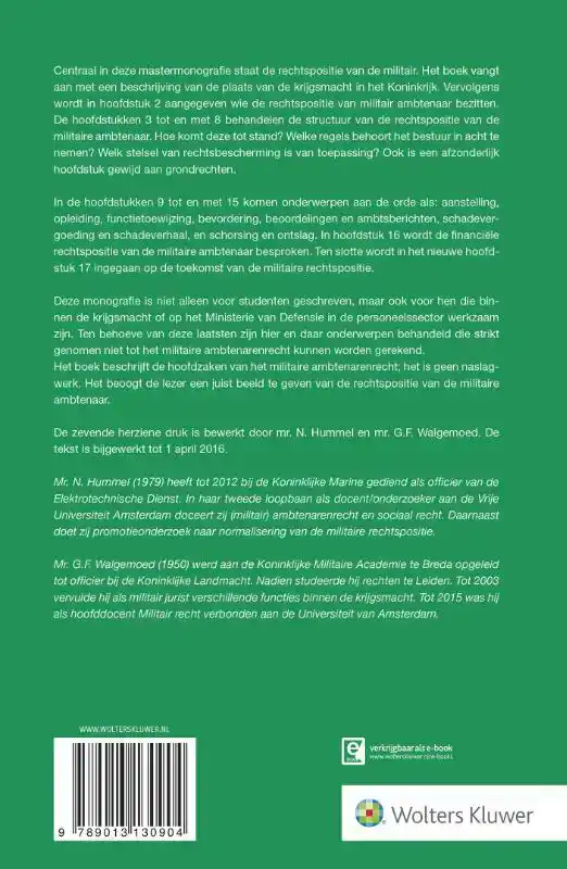 HOOFDZAKEN VAN HET MILITAIRE AMBTENARENRECHT