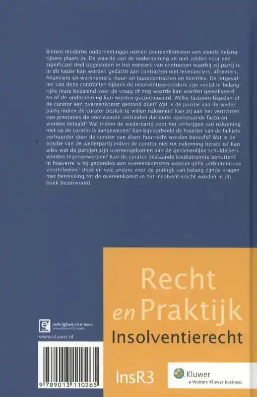 DE OVEREENKOMST IN HET INSOLVENTIERECHT