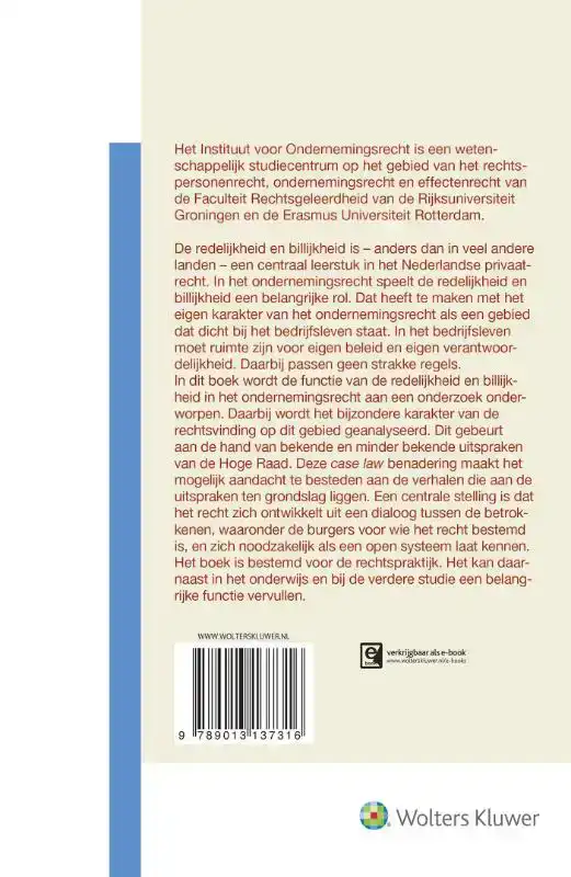 DE REDELIJKHEID EN BILLIJKHEID IN HET ONDERNEMINGSRECHT