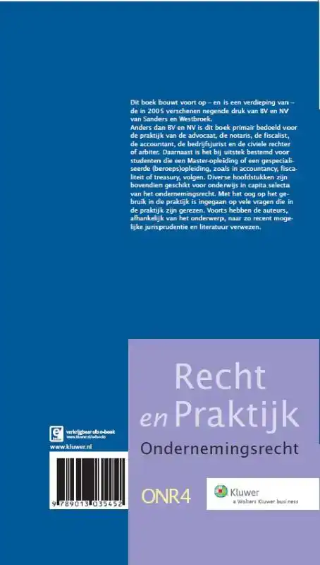 ONDERNEMINGSRECHT BV EN NV IN DE PRAKTIJK