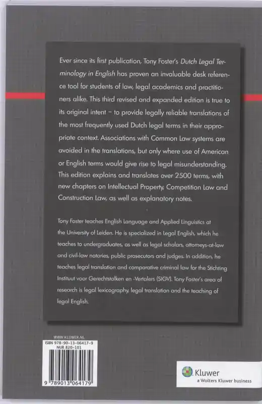 DUTCH LEGAL TERMINOLOGY IN ENGLISH