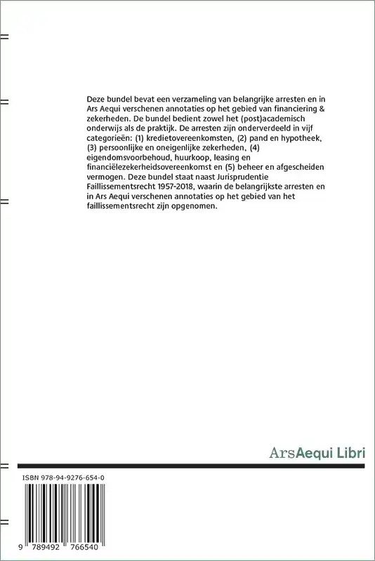 JURISPRUDENTIE FINANCIERING EN ZEKERHEDEN 1957-2018