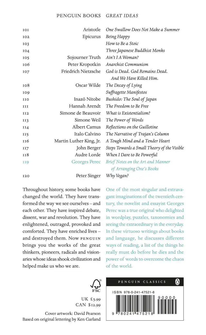 BRIEF NOTES ON THE ART AND MANNER OF ARRANGING ONE'S BOOKS