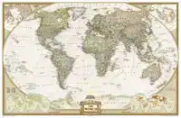 WORLD POLITICAL ANTIQUE LARGE FLAT LAMINATED ENG 1/22,44M
