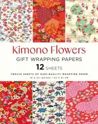 KIMONO FLOWERS GIFT WRAPPING PAPERS - 12 SHEETS