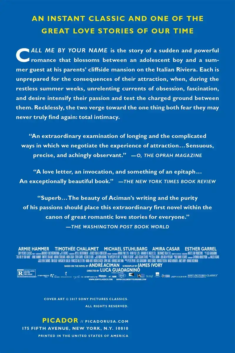 CALL ME BY YOUR NAME. MOVIE TIE-IN