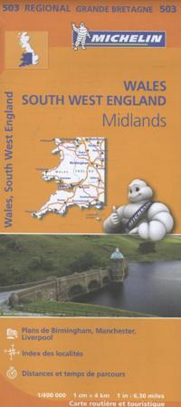 MICHELIN WEGENKAART 503 WALES, ENGELAND ZUIDWEST MIDLANDS