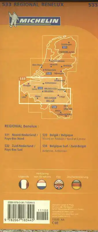 MICHELIN WEGENKAART 533 BELGIE NOORD EN MIDDEN