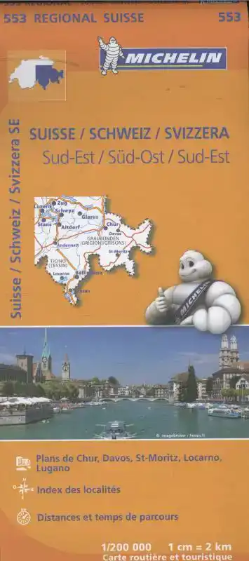 MICHELIN WEGENKAART 553 ZWITSERLAND ZUIDOOST