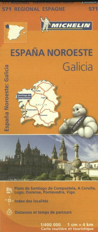 MICHELIN WEGENKAART 571 SPANJE NOORDWEST - GALICIA