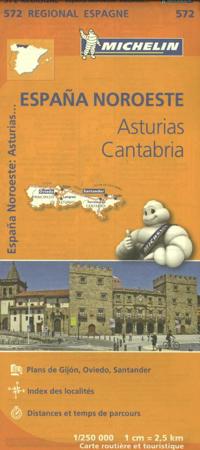 MICHELIN WEGENKAART 572 SPANJE NOORDWEST - ASTURIAS, CANTABR