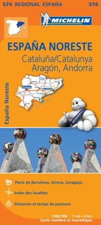 MICHELIN WEGENKAART 574 SPANJE NOORDOOST - CATALUNYA, ARAGON