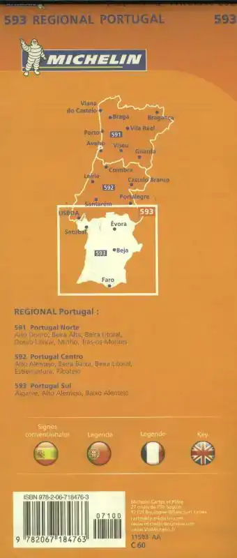 MICHELIN WEGENKAART 593 PORTUGAL ZUID - ALGARVE