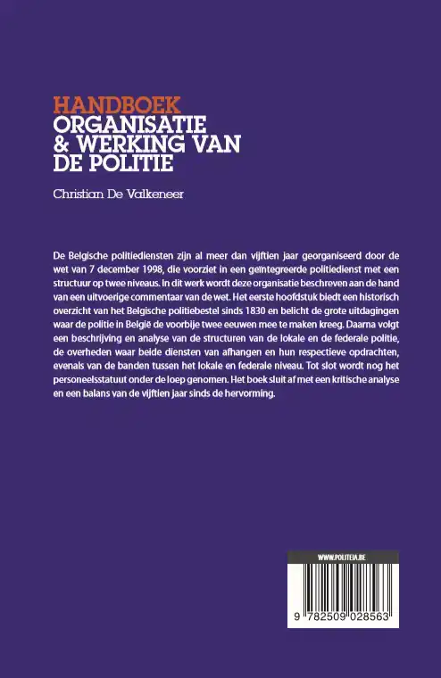 HANDBOEK ORGANISATIE & WERKING VAN DE POLITIE